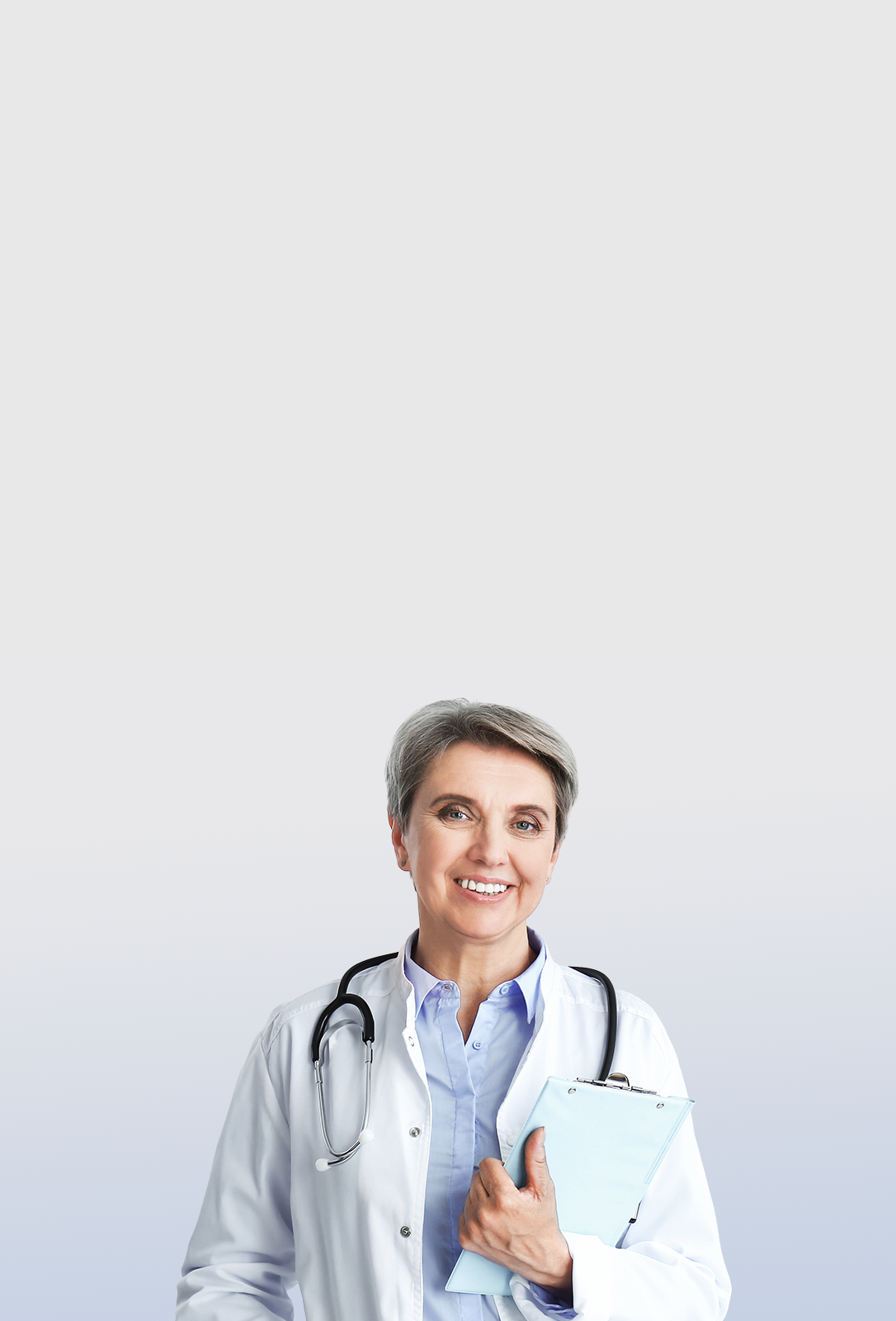 Doctor with stethoscope smiling